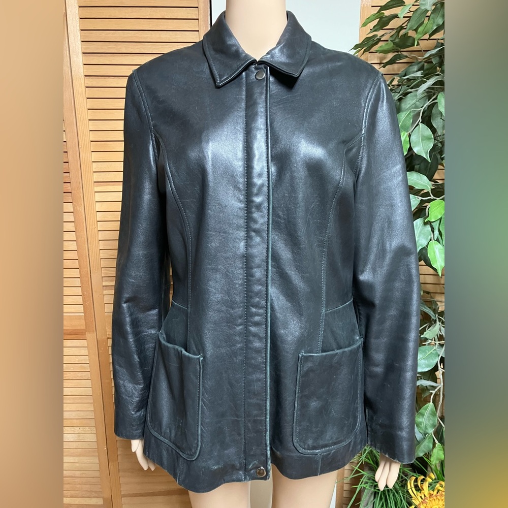 Anne Klein Classic Black Leather Jacket